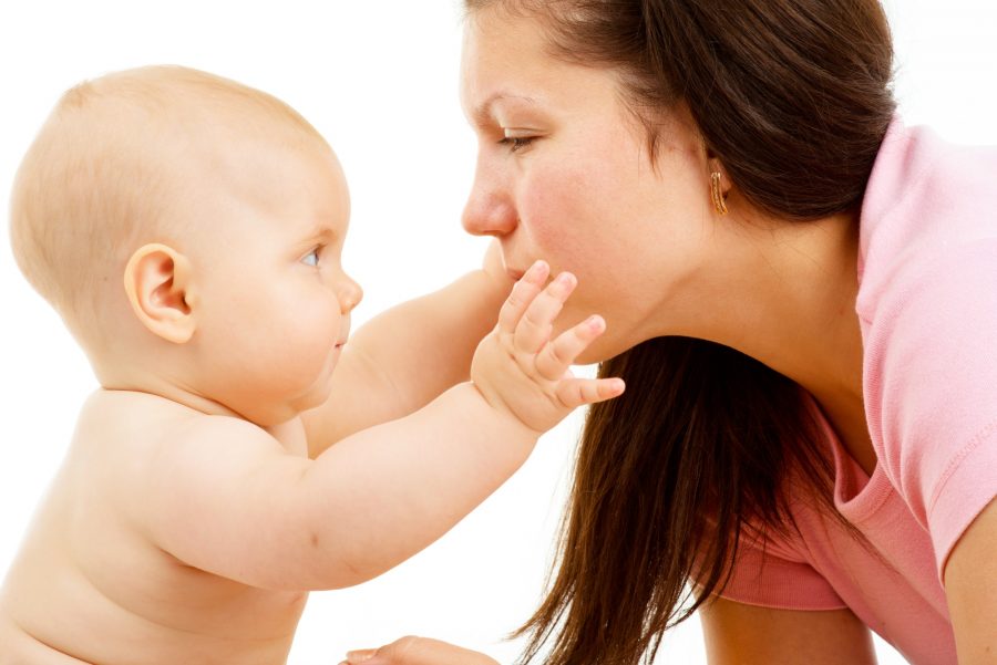 Mother and baby closeup portrait